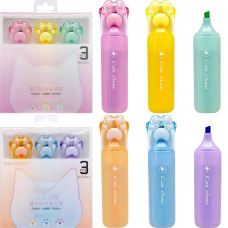 Набір текстовиділювачів 3 кольори “Котяча лапка“ 12013-H KNZ