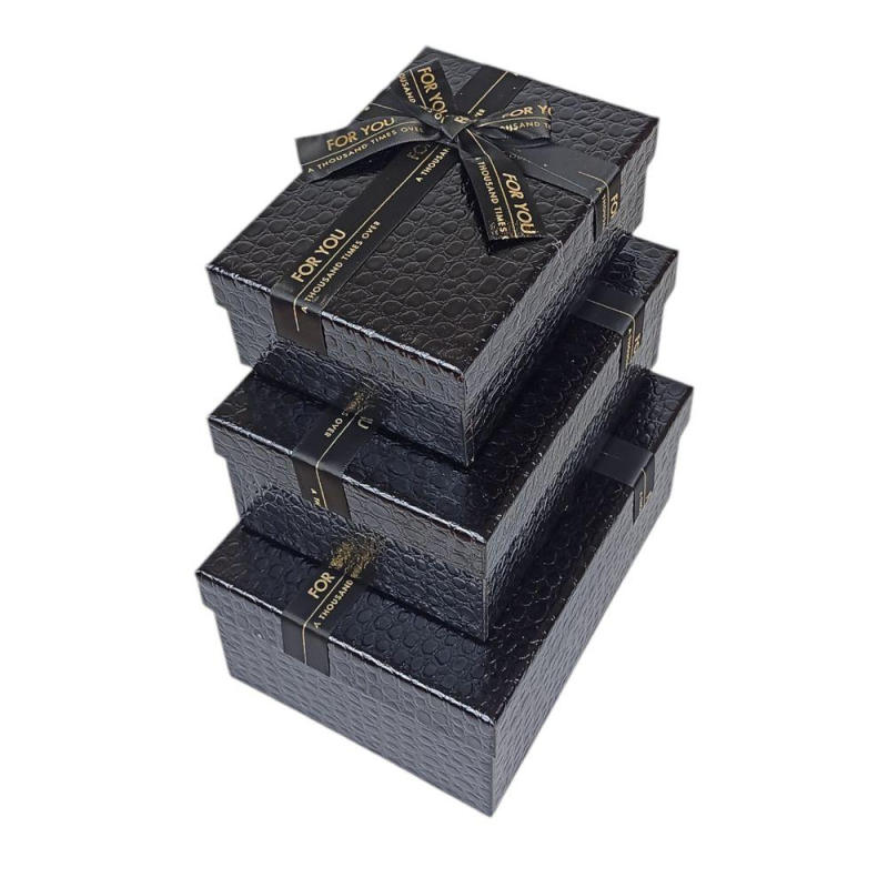 Набір коробок 3 шт прямокутні, 23 х 16 х 9,5 см Крокодил (10234-black) KNZ