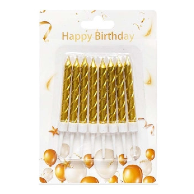 Набір свічок для торта “Спіральні 7 см“ золото 8 шт Срібний Pelican (868132) KNZ