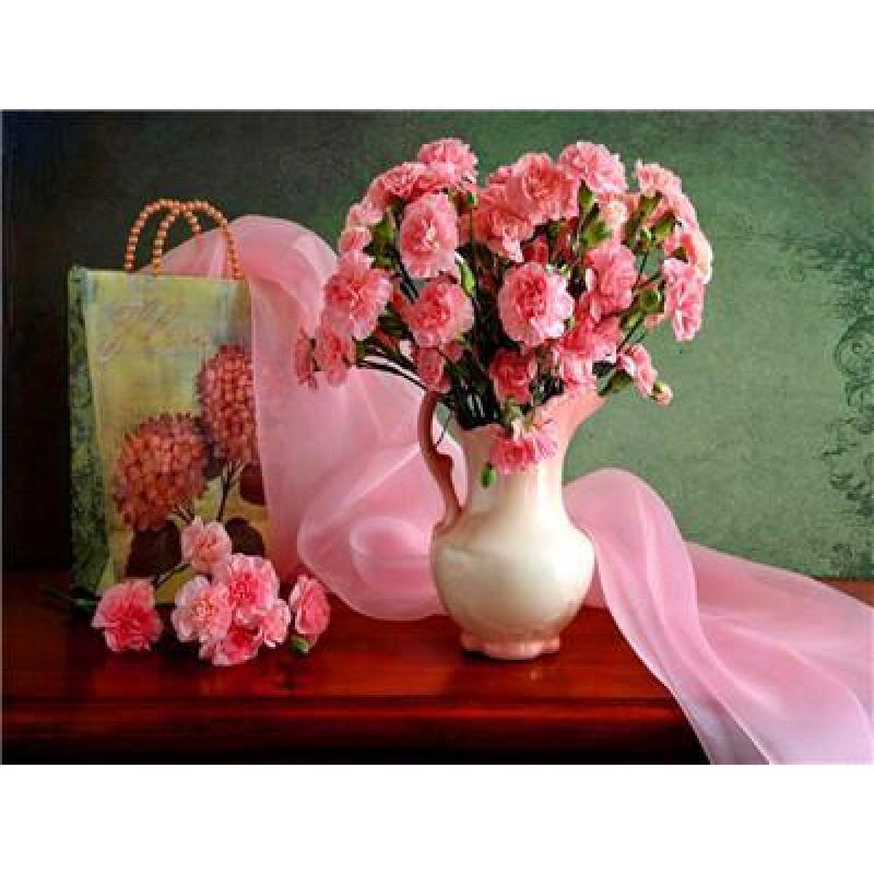 Картина за номерами “Рожеві гвоздики“ 40*50 см, фарби-акрил, кисть — 3 шт (RA3661) KNZ