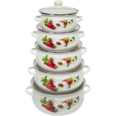 Набір емальованих каструль 5шт 1,1 л/1,6 л/2,3 л/3,1 л/4 л з кришками 673DG-0031 KNZ