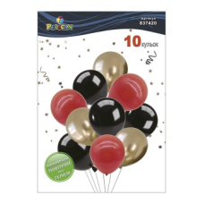 Набір з 10 латексних кульок “Червоно-чорне сяйво“ хром, Pelican (837420) KNZ
