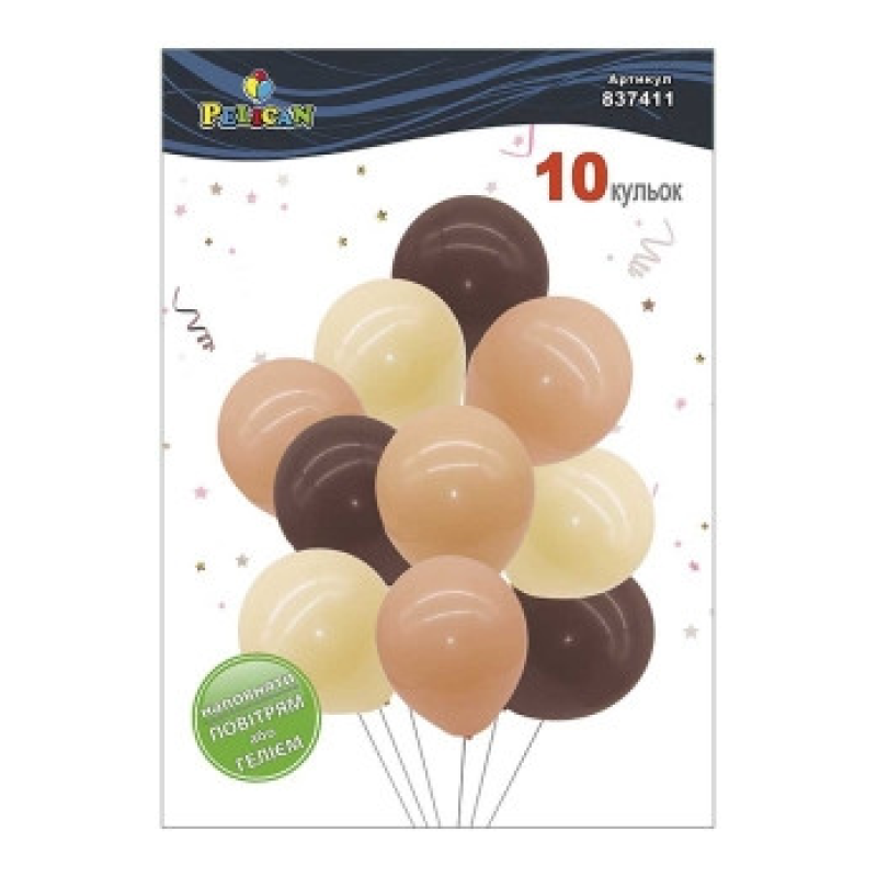 Набір з 10 латексних кульок “Бежева фантазія“ вінтажний (837411) KNZ