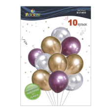 Набір з 10 латексних кульок “Срібно-рожевий блиск“ хром, Pelican (837409) KNZ