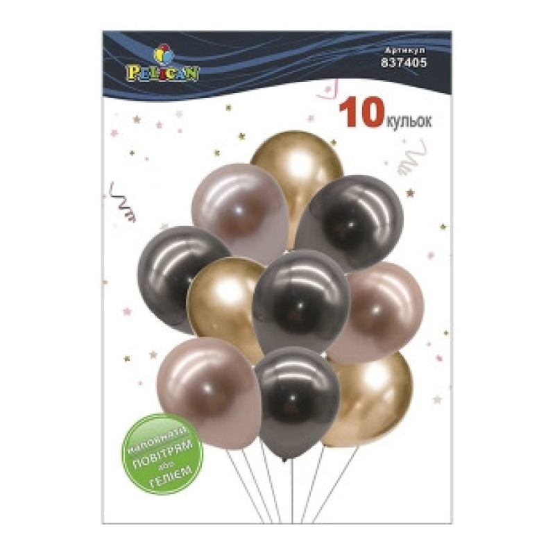 Набір з 10 латексних кульок “Бронзове сяйво“ хром, Pelican (837405) KNZ Набір з 10 латексних кульок “Бронзове сяйво“ хром, Pelican (837405) KNZ
