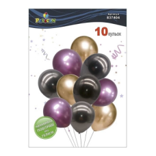 Набір з 10 латексних кульок “Багнове-золоте диво“ хром, Pelican (837404) KNZ