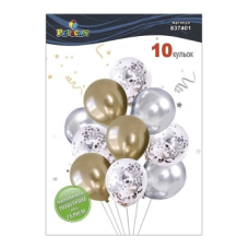 Набір з 10 латексних кульок “Бризки шампанського“ хром, Pelican (837401) KNZ