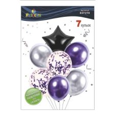 Набір із 7 кульок “Зірка, срібно-фіолетовий мікс із хромом“ Pelican (837319) KNZ