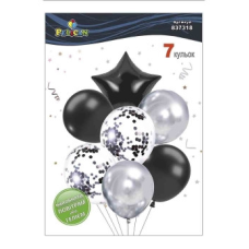 Набір із 7 кульок “Зірка, чорно-срібний мікс із хромом“ Pelican (837318) KNZ
