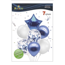 Набір із 7 кульок “Зірка, біло-синій мікс із хромом“ Pelican (837312) KNZ