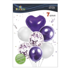 Набір із 7 кульок “Серце, фіолетово-білий мікс з хромом“ Pelican (837309) KNZ