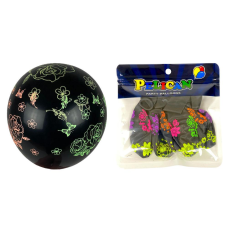 Кульки 12“ (30 см) “Яскраві квіти“ чорного кольору — 5 шт (1205С-500) KNZ