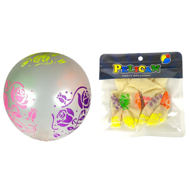 Кульки 12“ (30 см) “Яскраві квіти“ прозорі — 5 шт (1205С-501) KNZ Кульки 12“ (30 см) “Яскраві квіти“ прозорі — 5 шт (1205С-501) KNZ