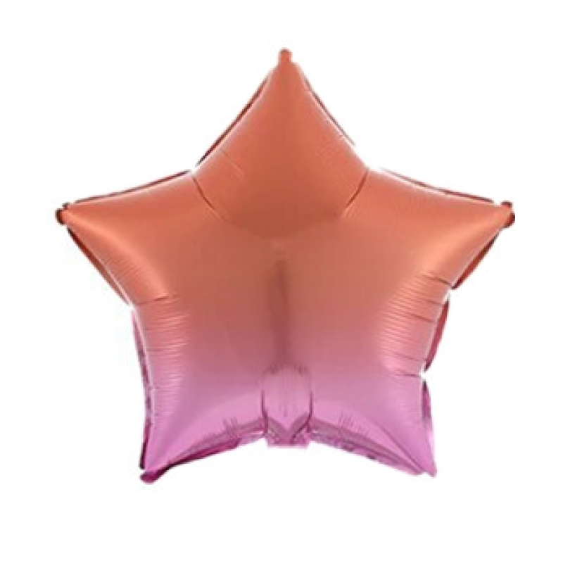 Кулька фольгована 18“ ЗВІЗДА ОМБРІ Жовтогарячо-рожева 45 см (ціна за упак/5шт) (832676) KNZ