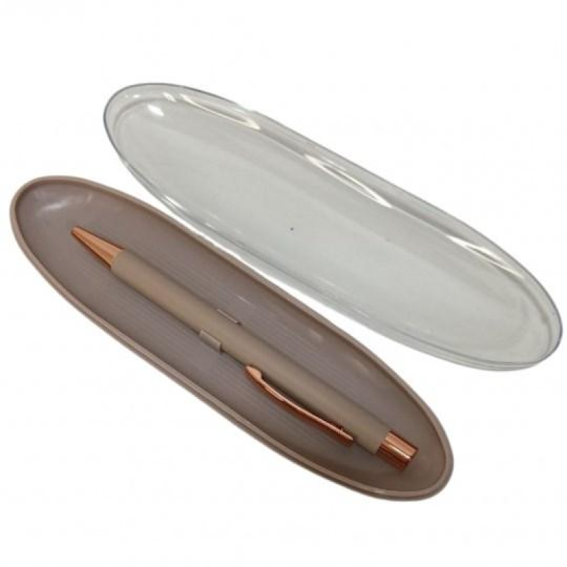 Ручка кулькова металева в пластиковому футлярі A-Plus А-920 темно бежева KNZ