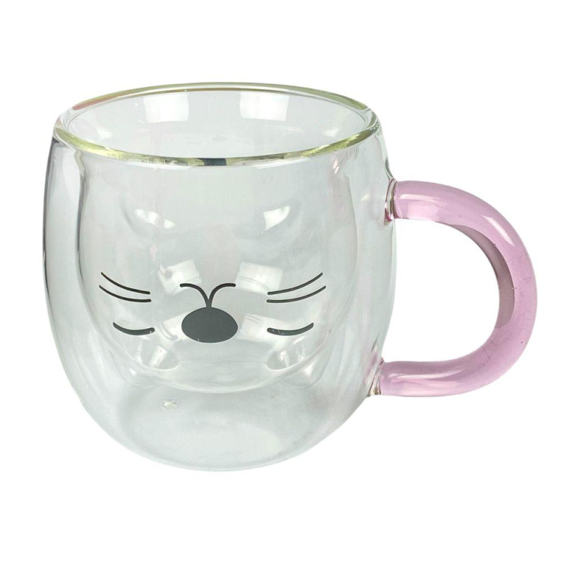 Чашка скляна з подвійним дном 250 мл “Кіт“ (250-1) KNZ