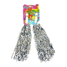 Помпони для чорнидингу та танців срібні 2 шт, з ручкою (0815-100 silver) KNZ
