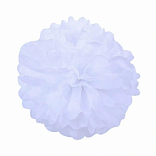 Помпони декоративні паперові 30 см БІЛОВІ (0815-23 white) KNZ