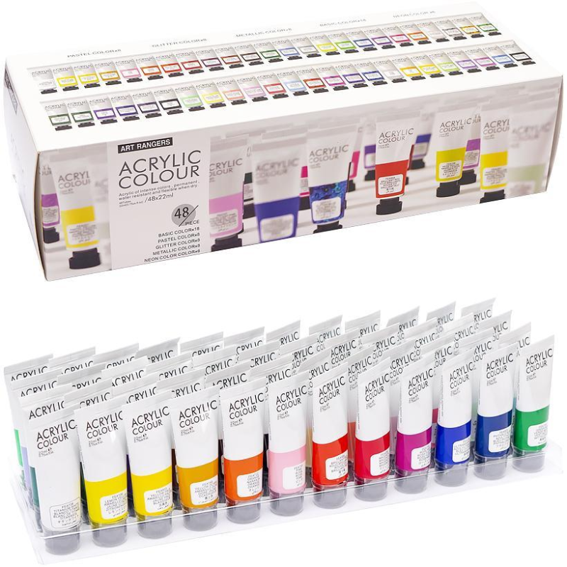 Фарби акрилові 48 кольорів 22мл “Art Ranger“ “Acryliс neon/matallic/glitter/regular“ PA32.48022.A акрил KNZ