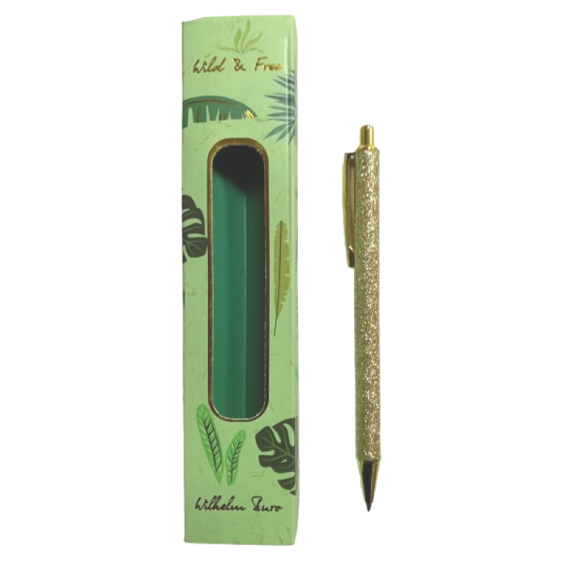 Ручка подарункова кулькова металева “Золото з глітером“ “Wilhelm Buro“ WB163 KNZ