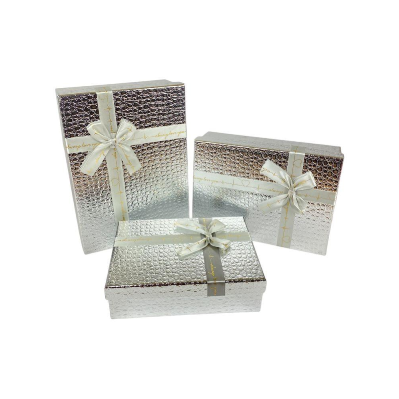 Набір коробок 3 шт прямокутні, 29 х 21 х 10 см Крокодил (10235-silver)