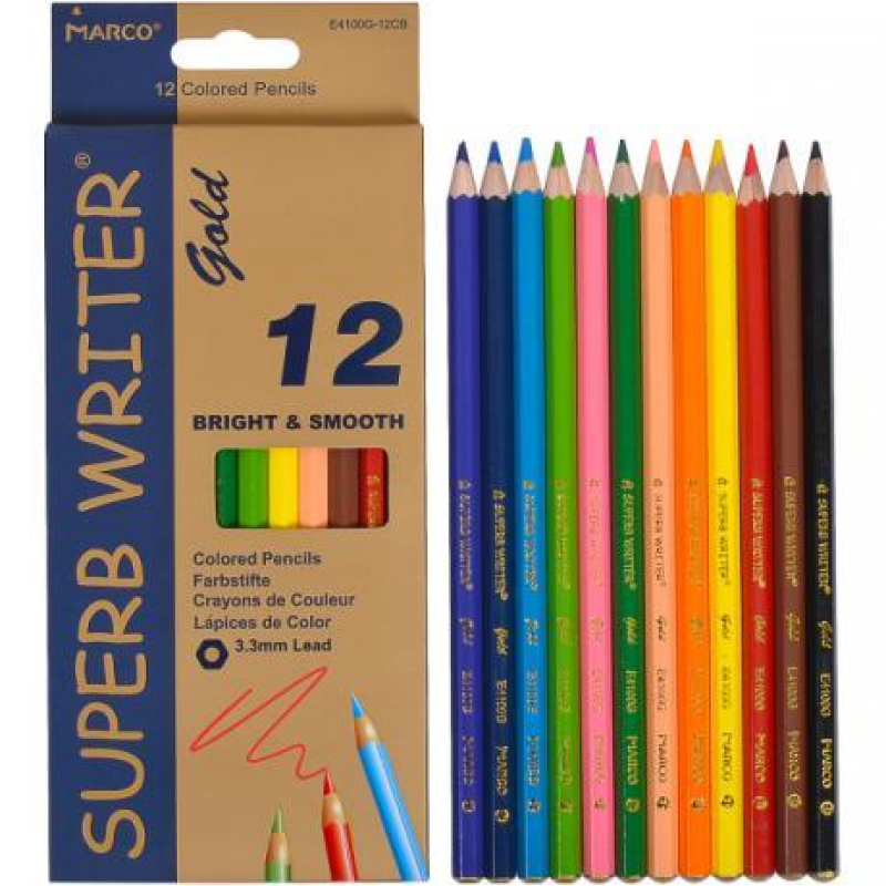 Набір кольорових олівців 12 кольорів MARCO “Superb writer Gold“ KNZ