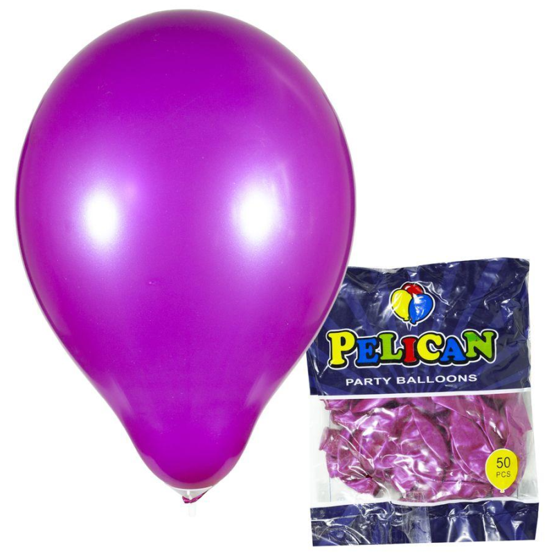 Кульки Pelican 10“ (26 см), перламутр малиновий темний, 50 шт/пач, 811733 Фіолетовий Pelican (811733/1050-733) KNZ