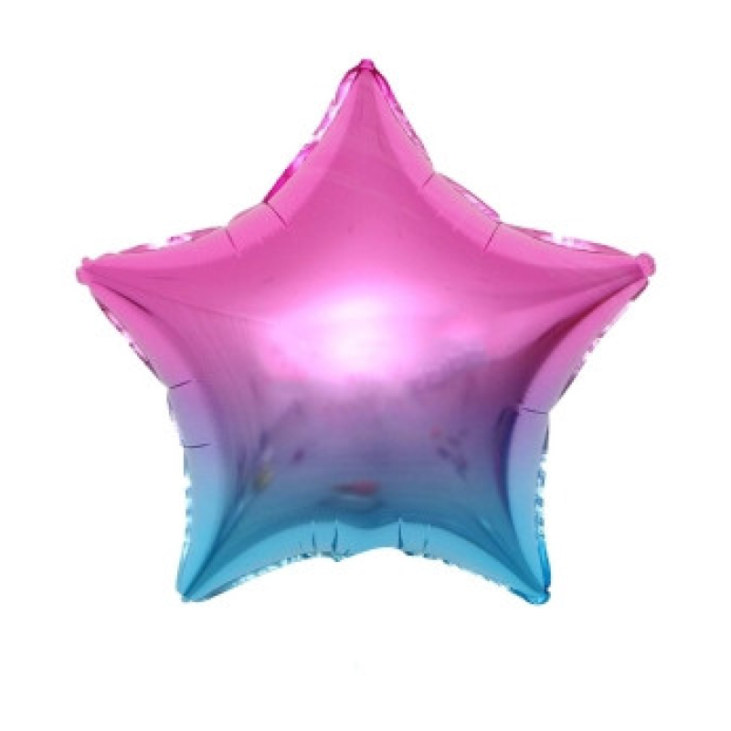 Кулька фольгована 18“ ЗВЕЗДА ОМБРЕ ЛИЛОВО-ГОЛУБОЙ 45см (цена за упак/5шт) (832679) KNZ