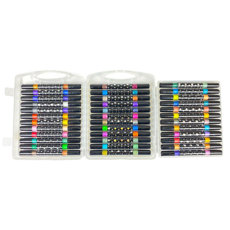 Набір маркерів-пензля двосторонніх з глітером, 36 шт (72 кольори), у пластиковому футлярі (TL-225-72) KNZ