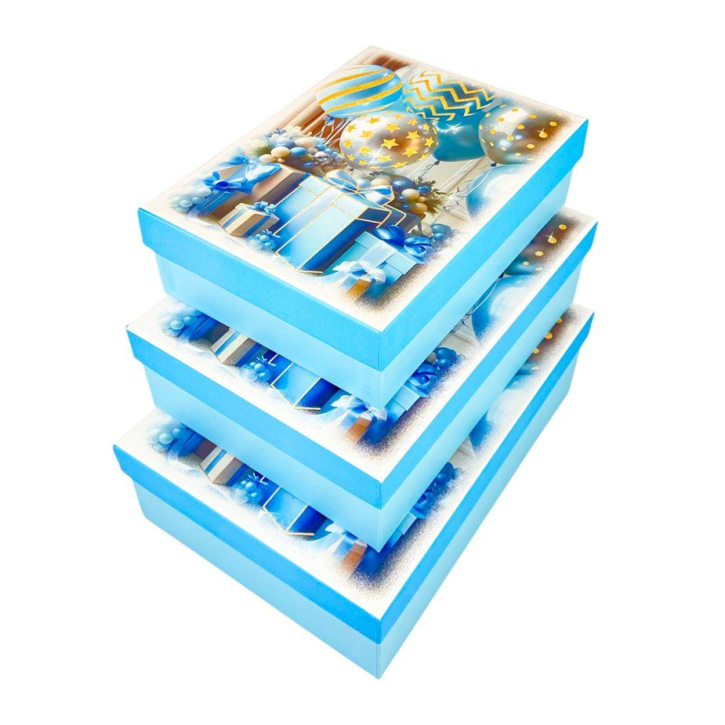 Коробка подарункова “3D кульки“ 29 х 21 х 9,5 см, набір — 3 шт (1033Y-508L) KNZ