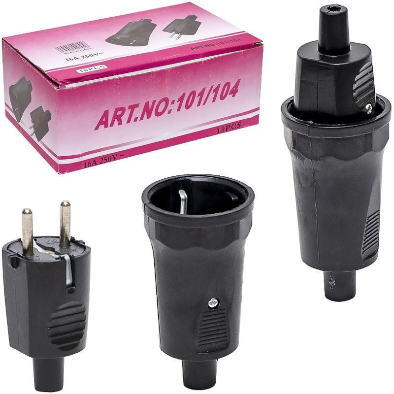 Набор вилка-розетка на провід (тато-мама) 101/104 KNZ