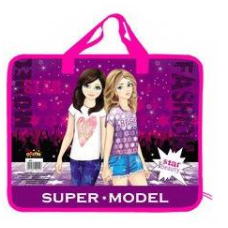 Папка-портфель пластикова з тканинними ручками “Super model“ 32x26см Kidis 7477_P сумка KNZ