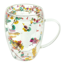 Чашка з подвійним дном 350мл скло з квітами KNZ