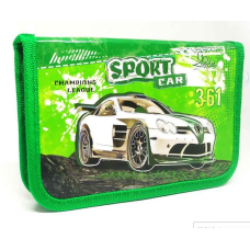 Пенал 1 відділення без відворотів “Sport Car“ Kidis 7173 Зелений KNZ