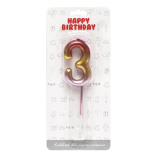 Свічка-цифра в торт “3“ металік різнокольорова JY-1065 KNZ