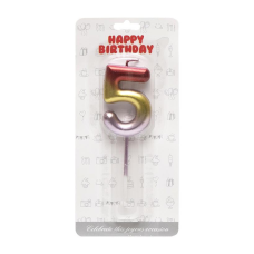 Свічка-цифра в торт “5“ металік різнокольорова JY-1065 KNZ