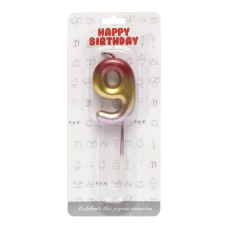 Свічка-цифра в торт “9“ металік різнокольорова JY-1065 KNZ