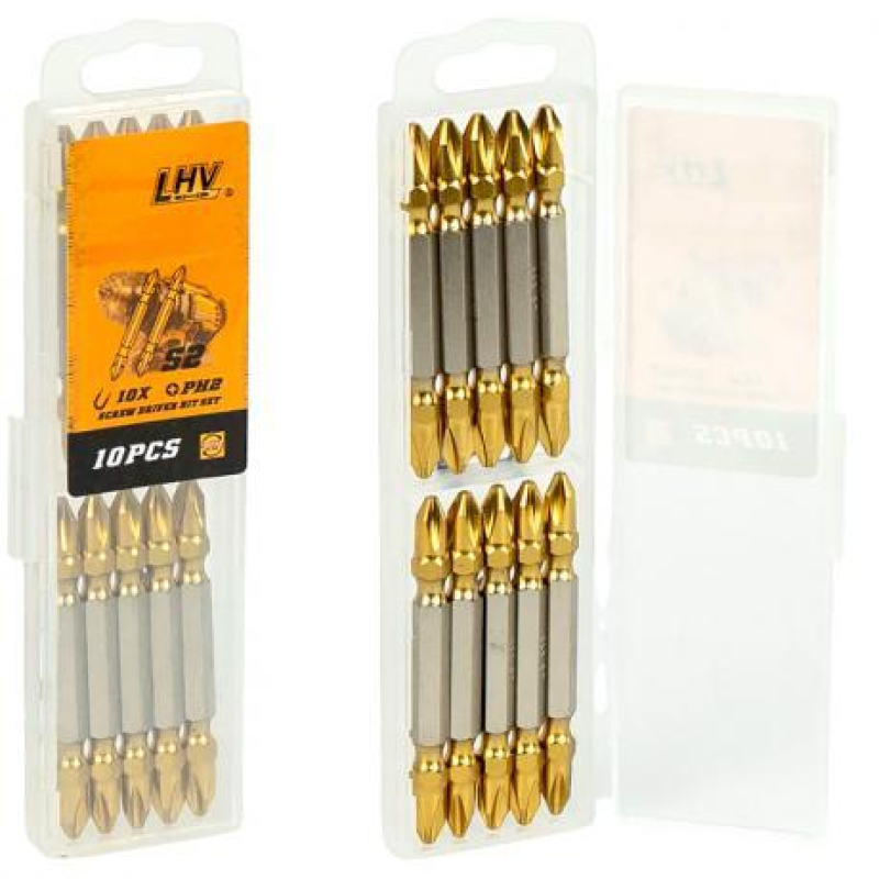 Набір хрестоподібних біт для шурупокрутів і ручних викруток 10 шт у кейсі PH2-3A KNZ