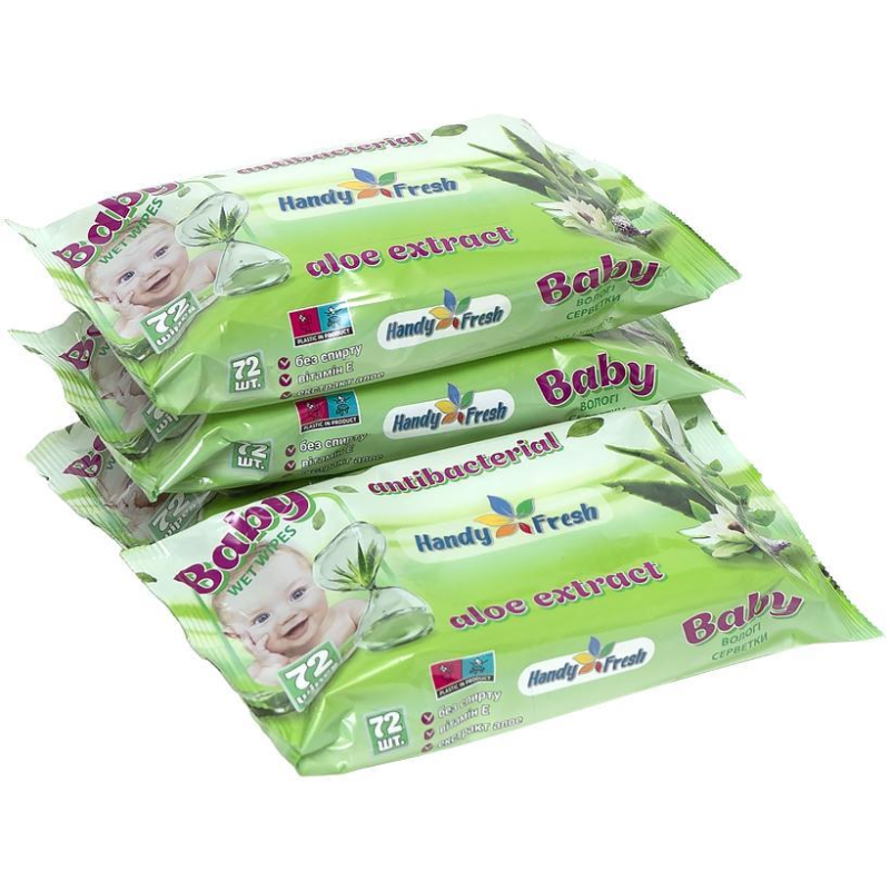 Вологі серветки 72 шт алое “Handy Fresh“ KNZ