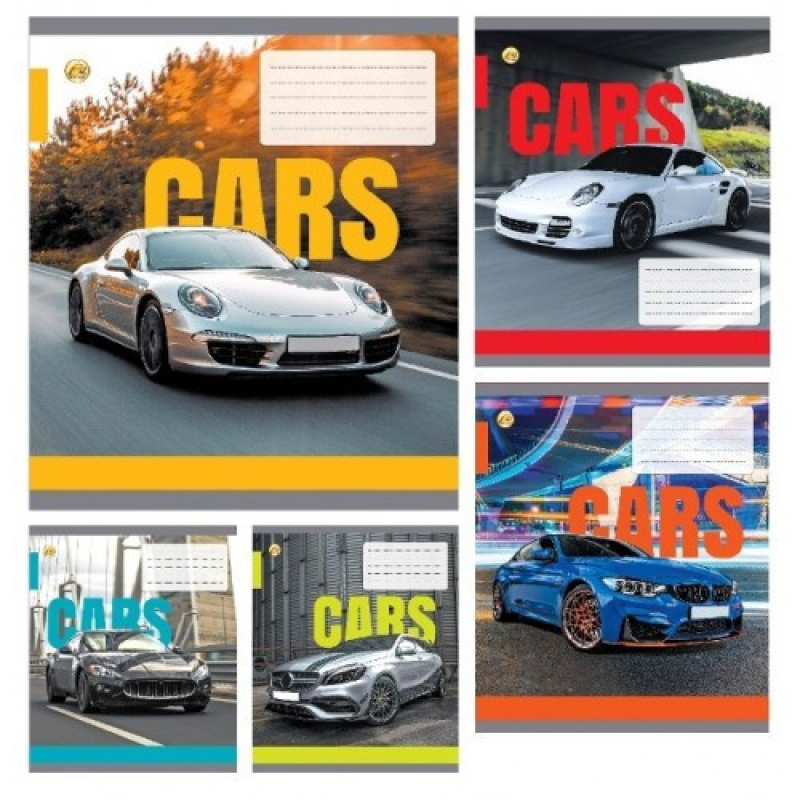 Зошит 12 аркушів лінія Автомобілі, літаки, мотоцикли та інше KNZ