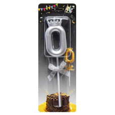 Свічка-цифра “0“ з короною 5,5см СРІБЛО JY-1064 KNZ