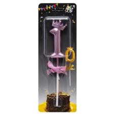 Свічка-цифра “1“ з короною 5,5см РОЖЕВА JY-1064 KNZ