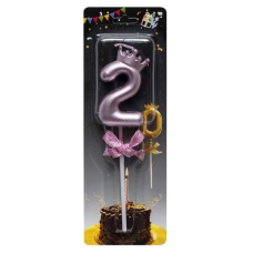 Свічка-цифра “2“ з короною 5,5см РОЖЕВА JY-1064 KNZ