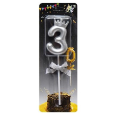 Свічка-цифра “3“ з короною 5,5см СРІБЛО JY-1064 KNZ