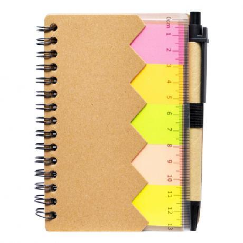 Блокнот А6 на спіралі 64 аркуша з набором стікерів та ручкою JX409 KNZ