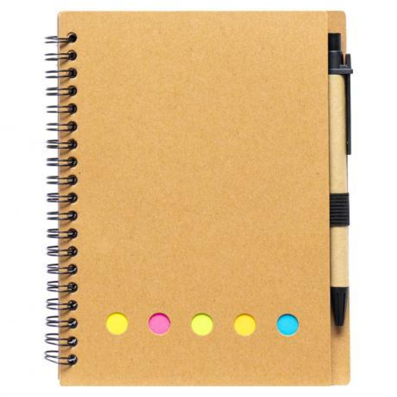 Блокнот В6 на спіралі 64 аркуша з набором стікерів та ручкою JX002 KNZ