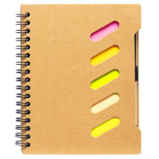 Блокнот С6 на спіралі 64 аркуша з набором стікерів та ручкою JX011 KNZ