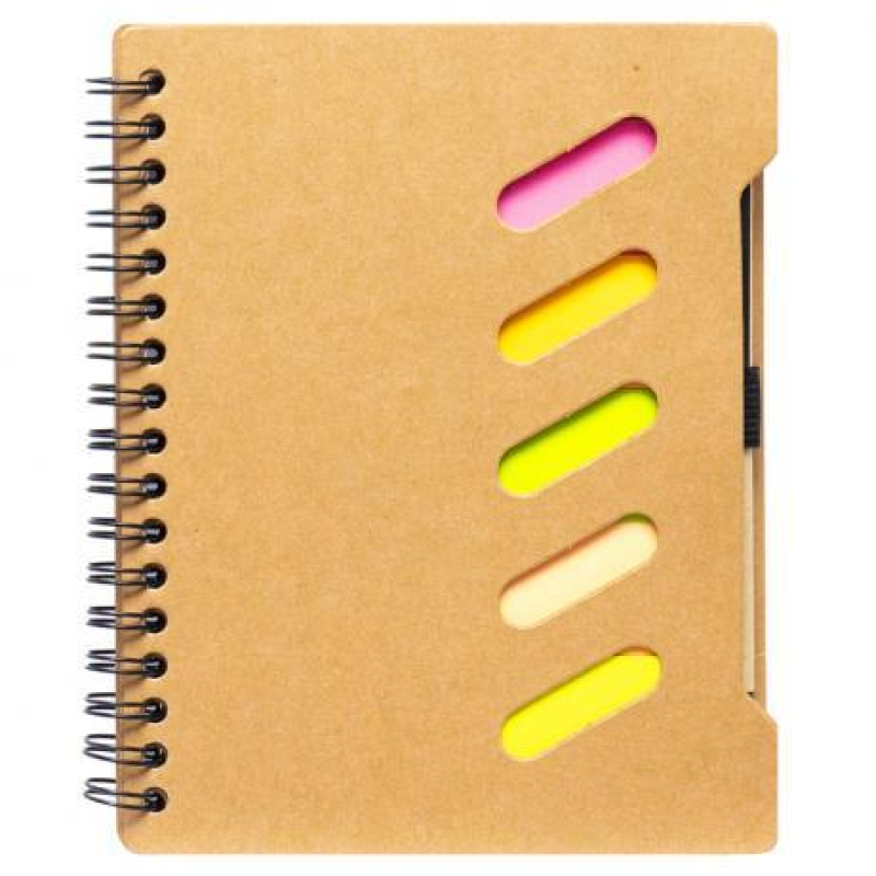 Блокнот С6 на спіралі 64 аркуша з набором стікерів та ручкою JX011 KNZ