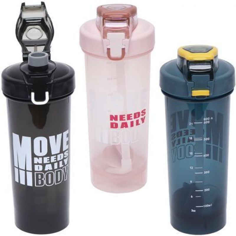 Пляшка для води пластик 0,8 літра з трубочкою 8896 KNZ Пляшка для води пластик 0,8 літра з трубочкою 8896 KNZ