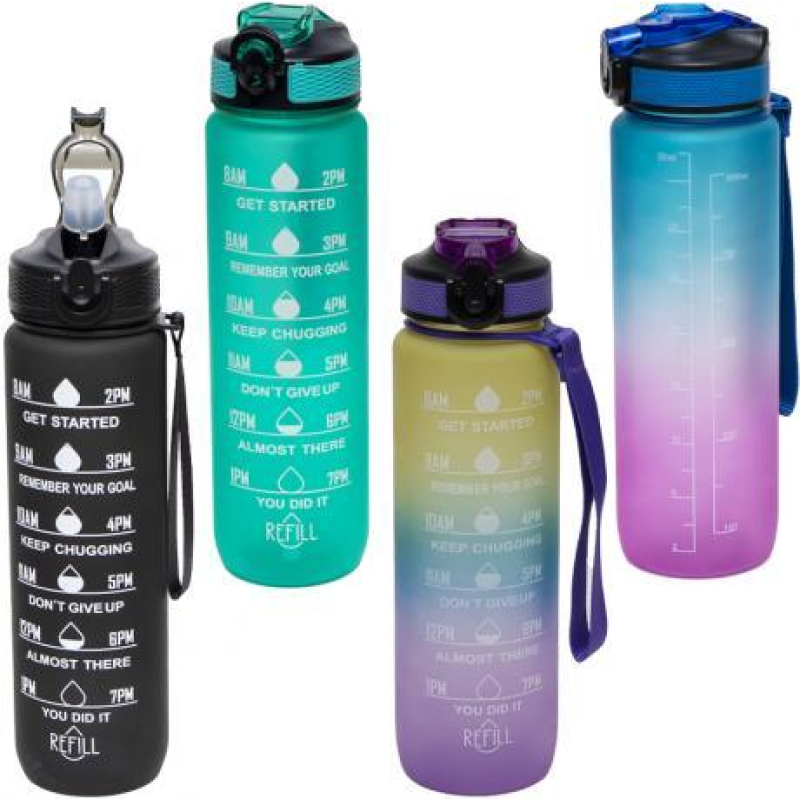 Пляшка для води пластик 0,9 літра з трубочкою 6921J KNZ Пляшка для води пластик 0,9 літра з трубочкою 6921J KNZ